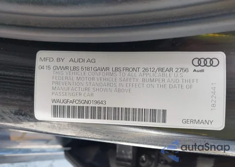 2016 Audi A6 2.0T Premium Plus from USA, damaged, VIN WAUGFAFC5GN019643